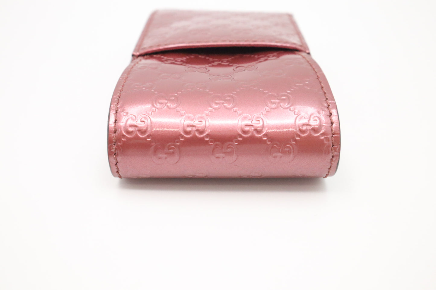 Gucci Cigarette Case in Metallic Pink Guccissima Patent Leather