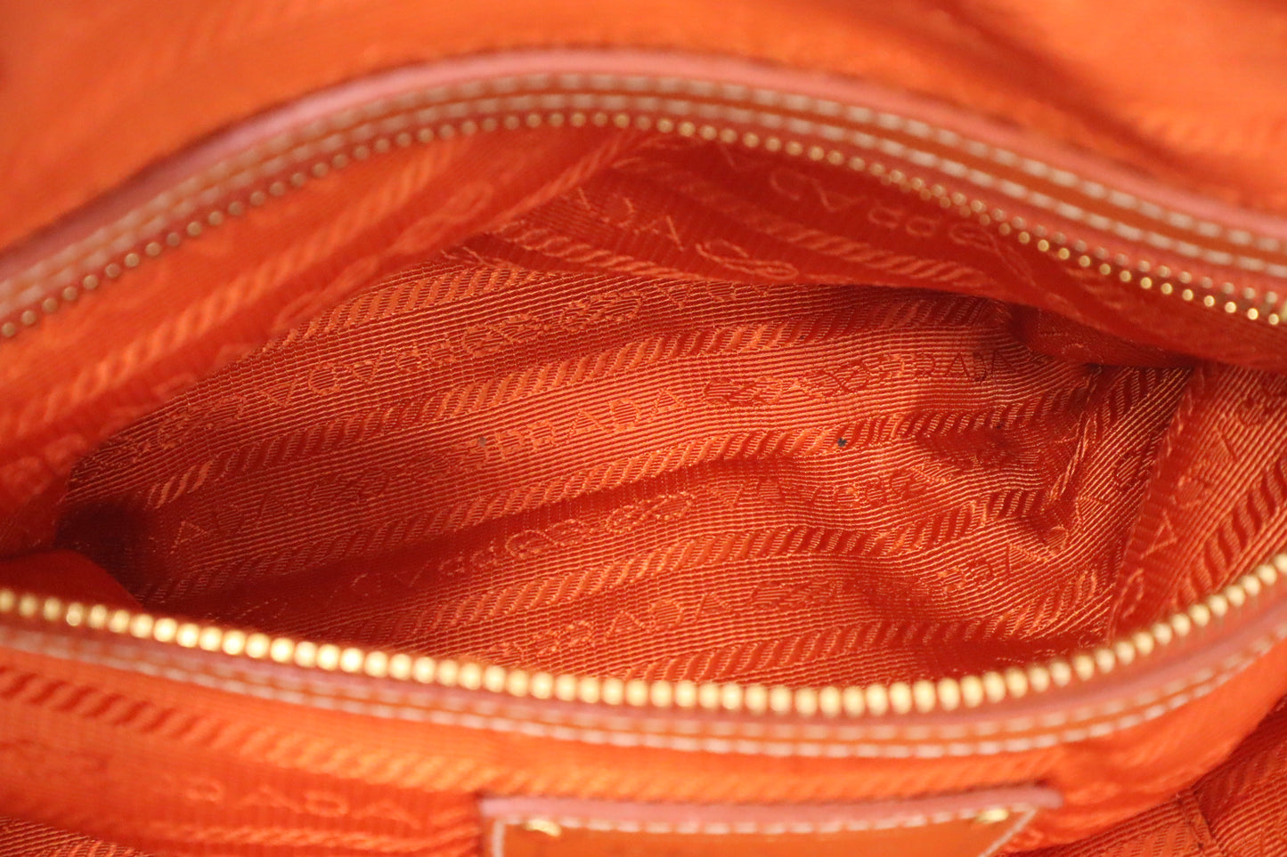 Prada Bauletto Shoulder Bag in Denim and Orange Leather