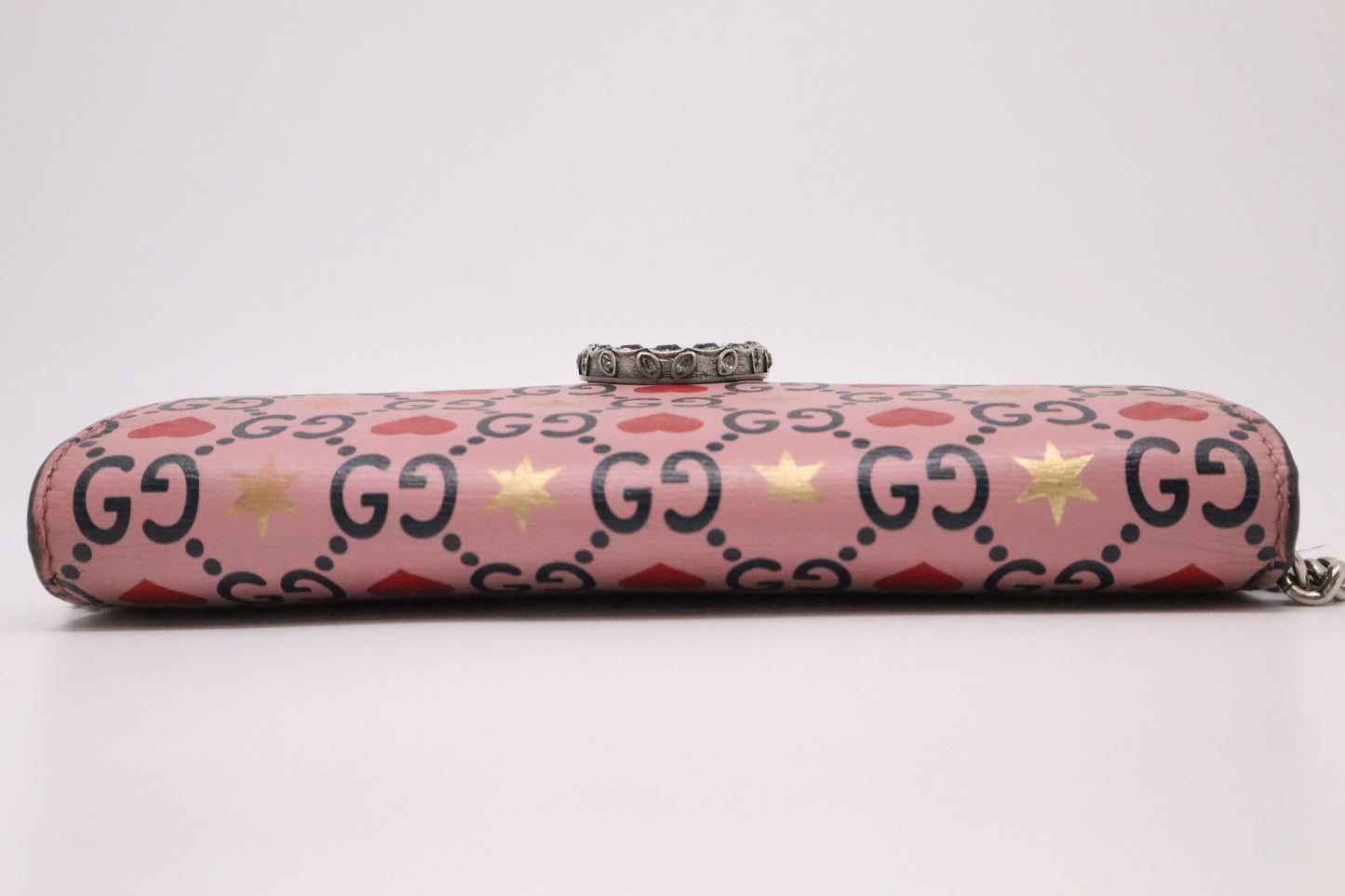 Gucci Valentine's Day Exclusive Mini Dionysus Shoulder Bag in Pink Hearts GG Leather