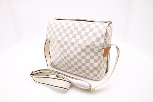 Louis Vuitton Naviglio Shoulder Bag in Damier Azur Canvas