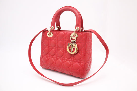 Dior Lady Dior Medium in Red Cannage Leather