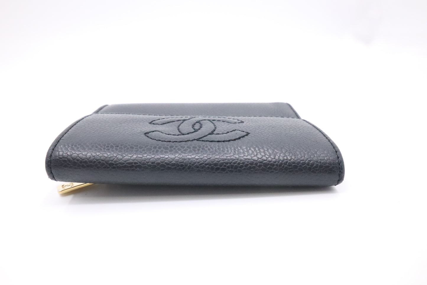 Chanel Compact Wallet in Black Caviar Leather