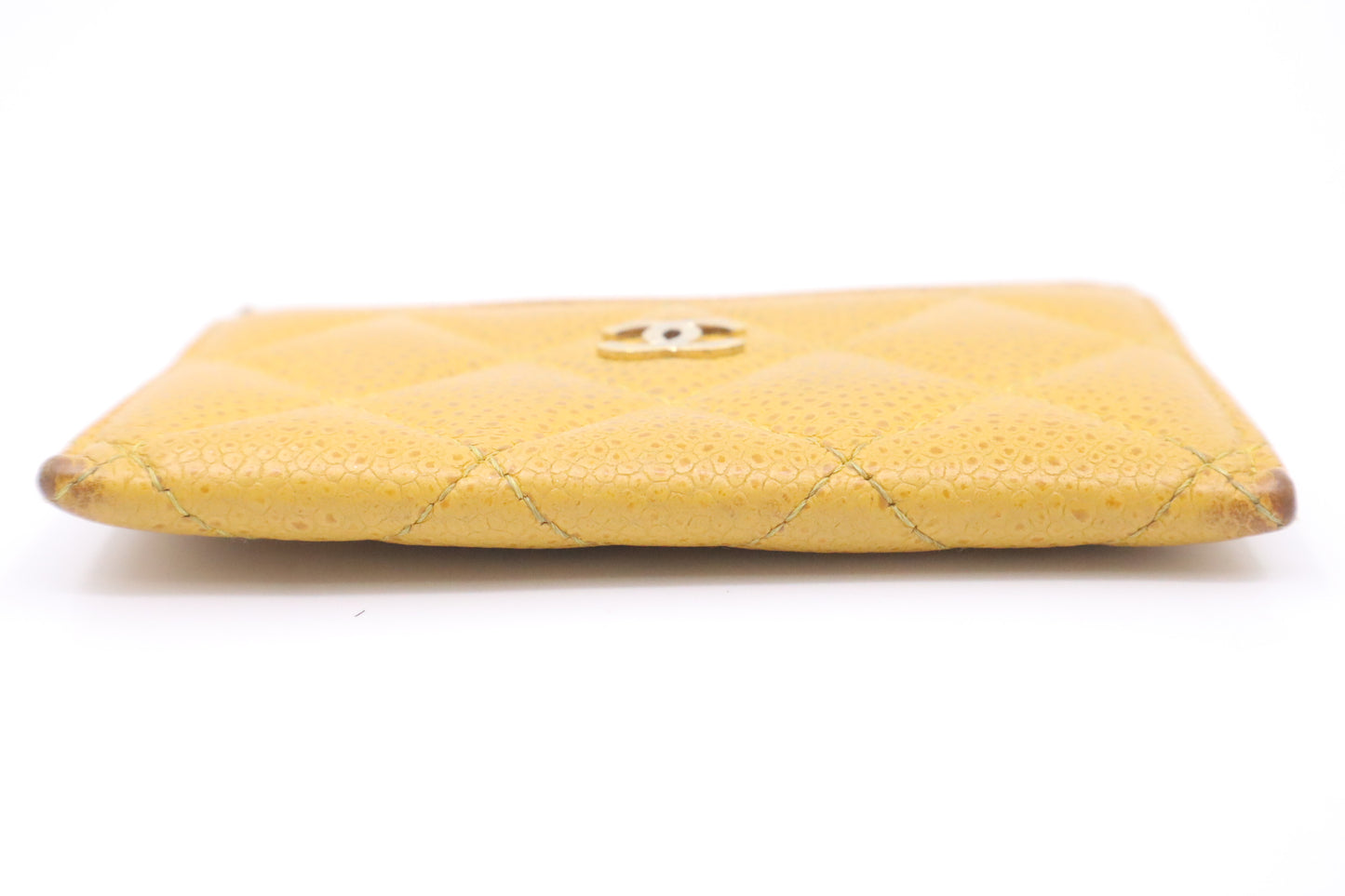 Chanel Card Case in Yellow Caviar Leather