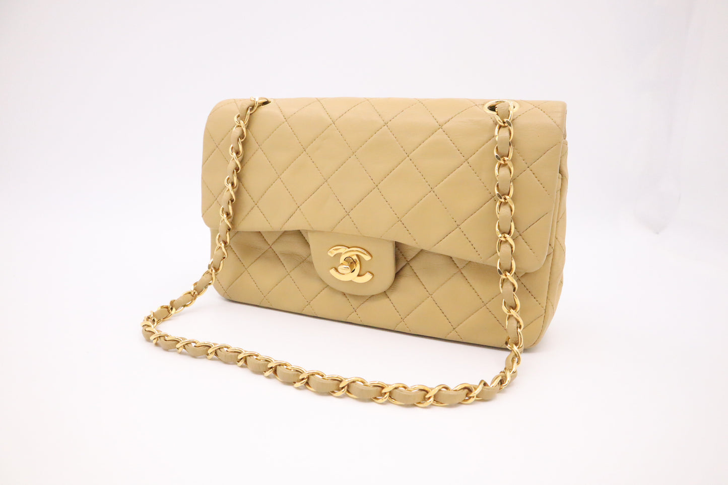 Chanel Small Double Flap in Beige Mattelassé Leather