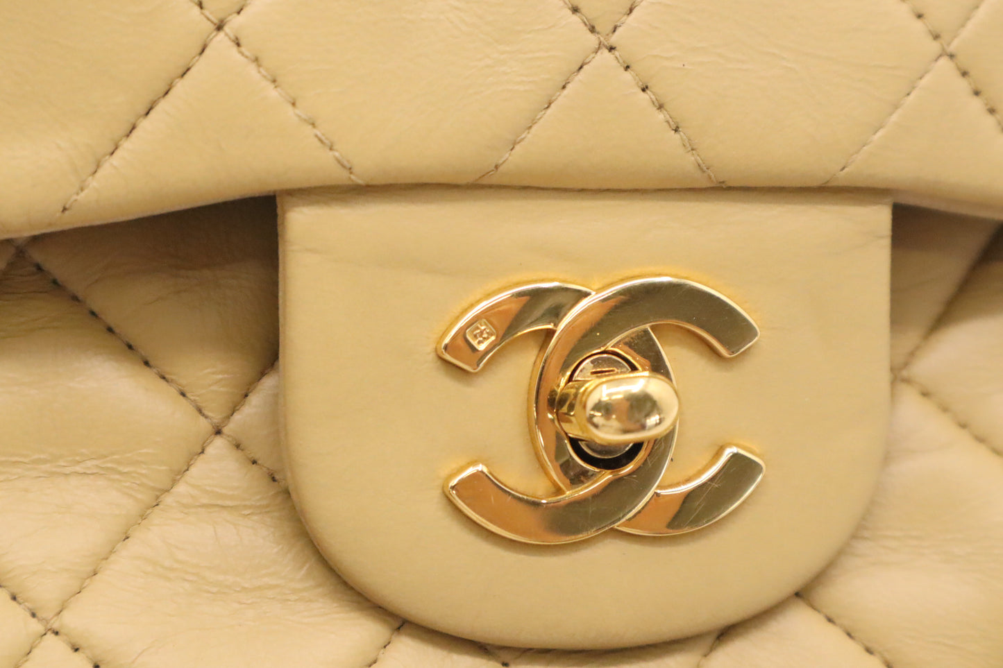 Chanel Small Double Flap in Beige Mattelassé Leather