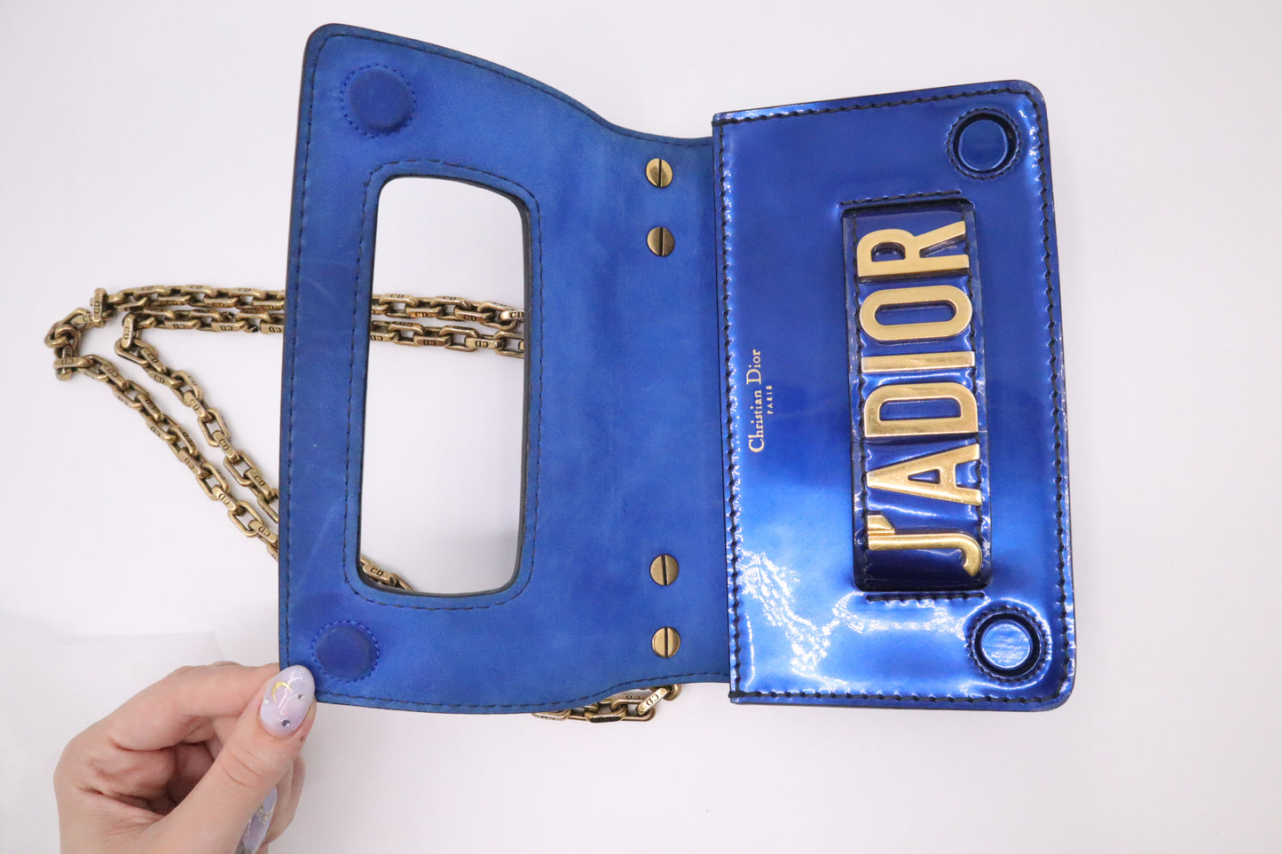 Dior J'Adior Shoulder Bag in Electric Blue Patent Leather