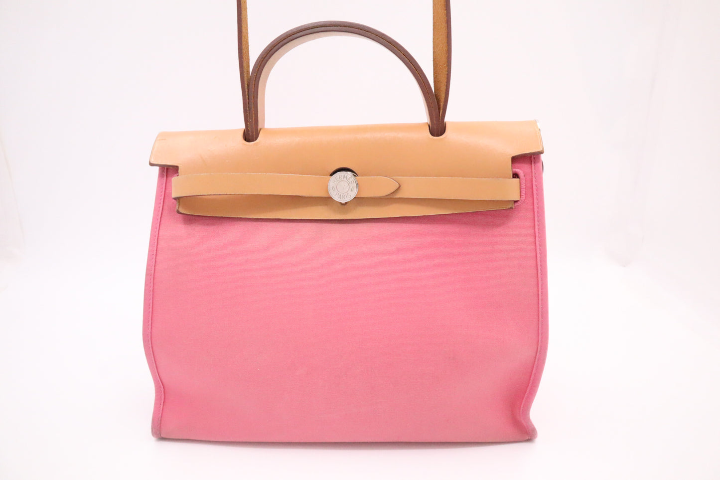 Hermes Herbag Zip 31 in Pink Canvas