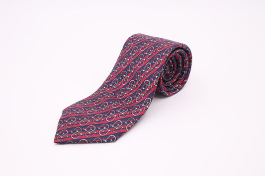 Hermes Tie in Blue and Red Silk