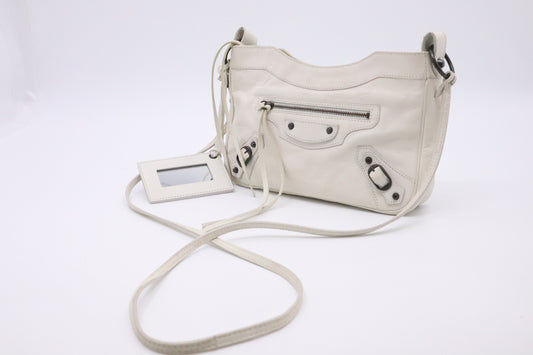 Balenciaga Motocross Classic Hip Bag in White Leather