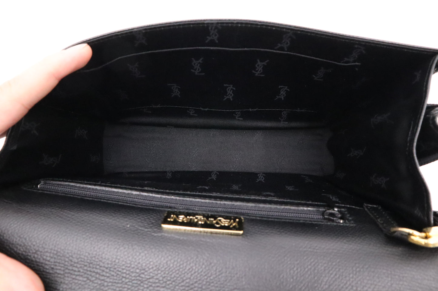 YSL Saint Laurent Clutch Bag in Black Cowhide Leather