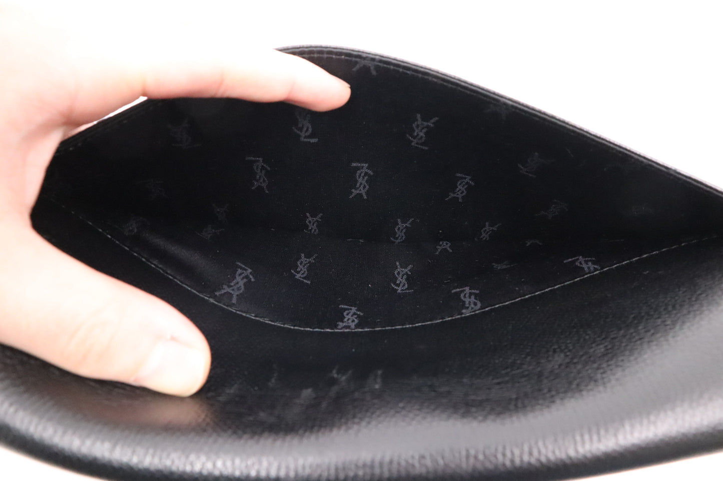 YSL Saint Laurent Clutch Bag in Black Cowhide Leather