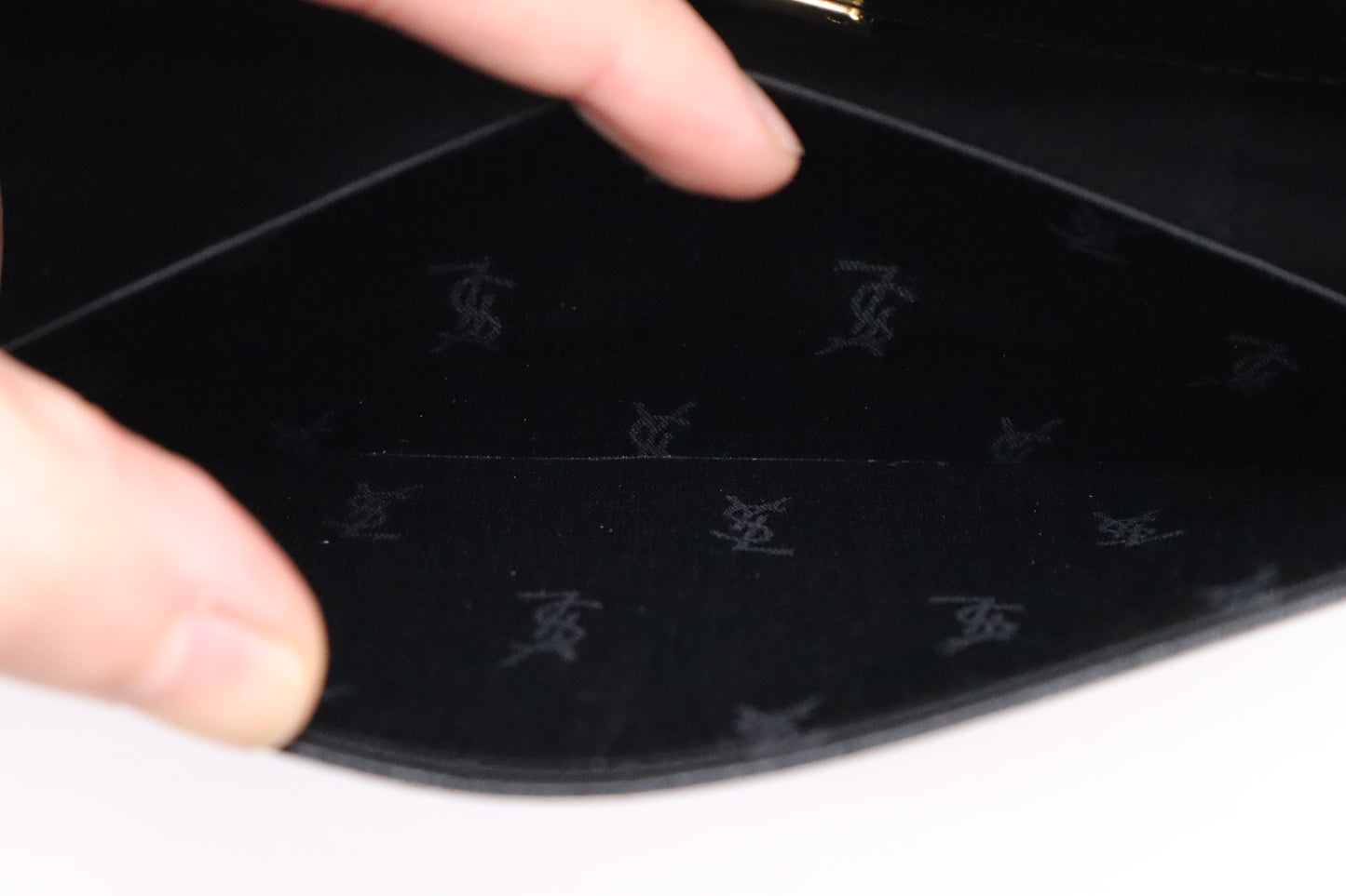 YSL Saint Laurent Clutch Bag in Black Cowhide Leather