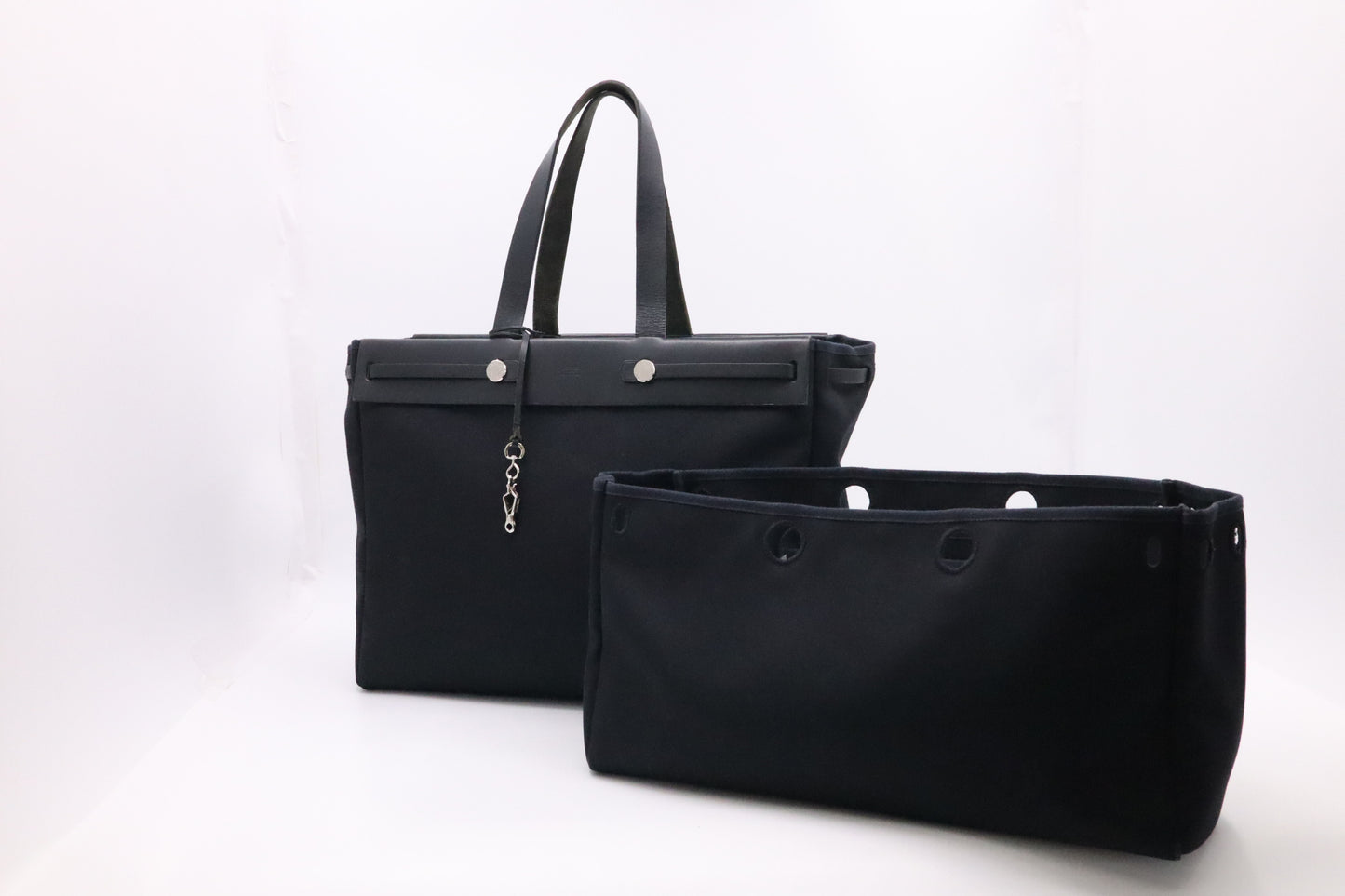 Hermes Herbag Cabas in Black Canvas