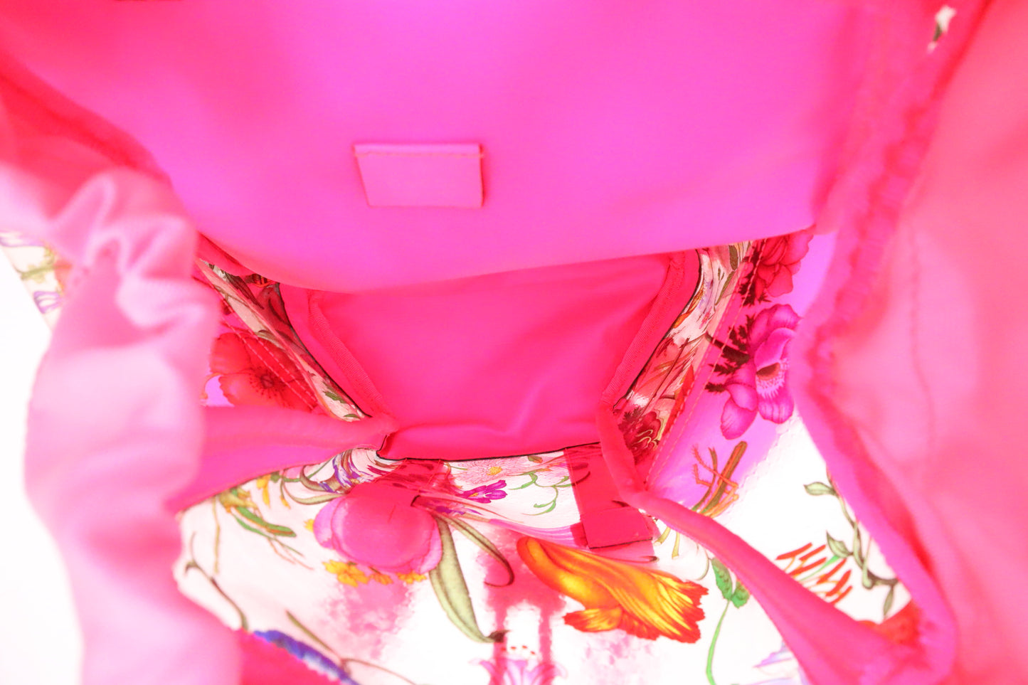 Gucci Backpack in Floral PVC and Neon Pink Leather