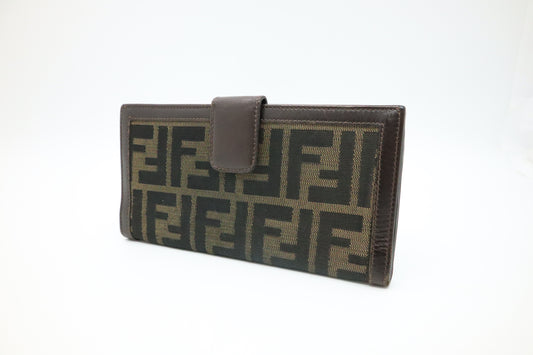 Fendi Long Wallet in Brown Zucca Canvas