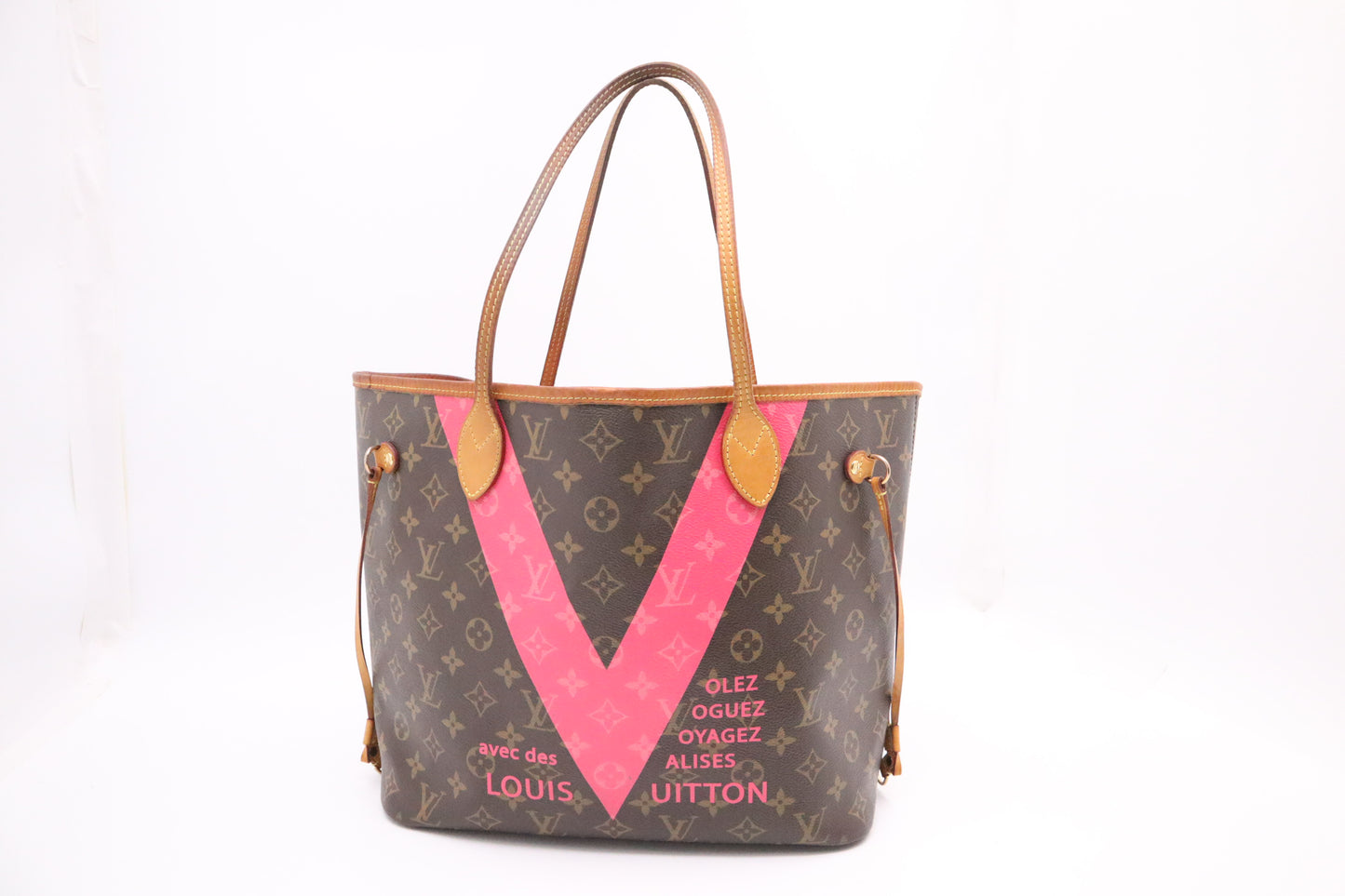 Louis Vuitton Volez Voguez Valises Neverfull MM in Pink and Monogram Canvas