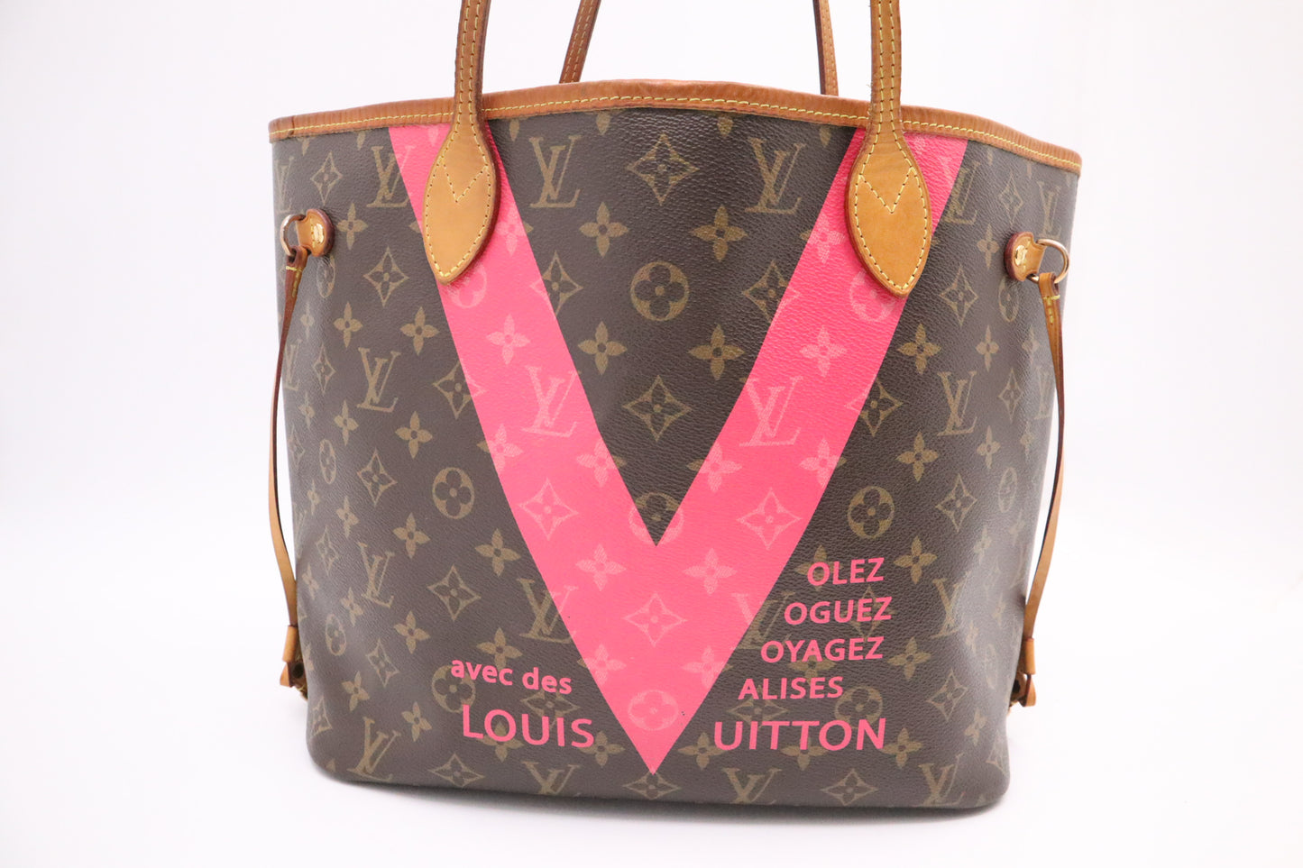 Louis Vuitton Volez Voguez Valises Neverfull MM in Pink and Monogram Canvas