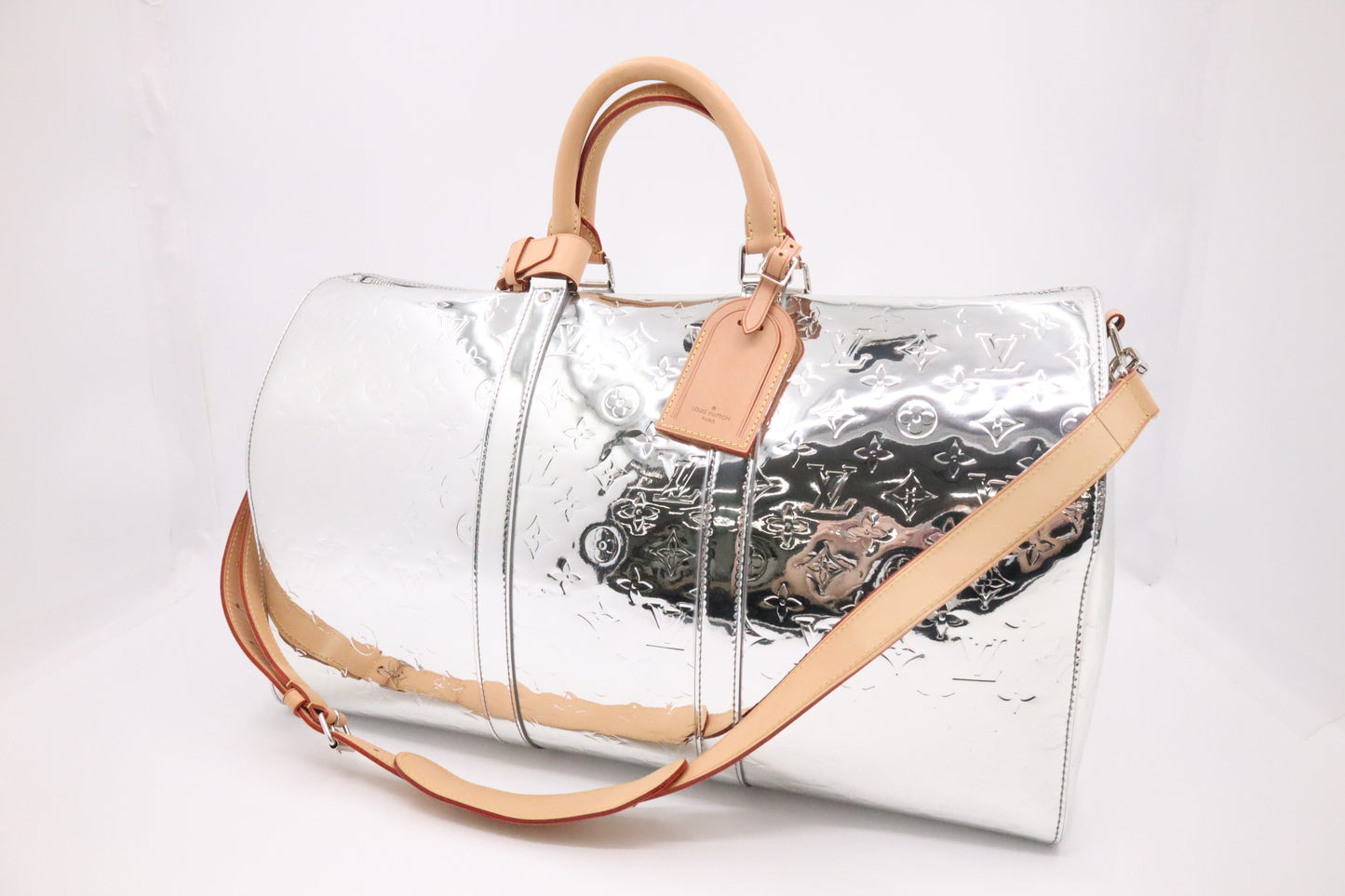 Louis Vuitton Keepall 50 Bandouliere in Silver Mirror Canvas