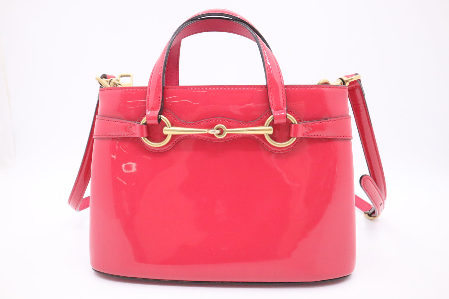 Gucci Horsebit Handbag in Pink Patent Leather