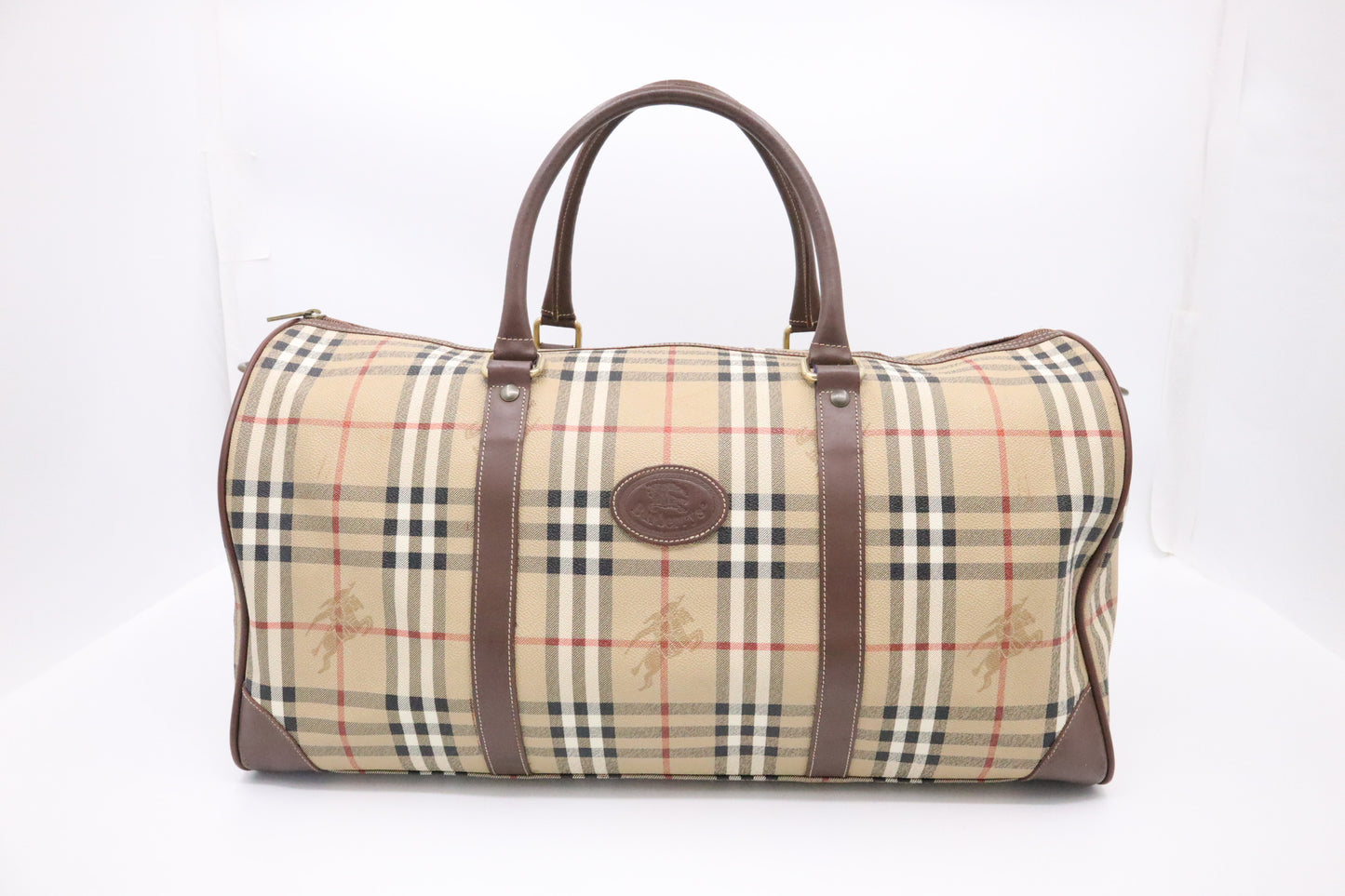 Burberry Travel Bag in Beige Check Coated Canvas