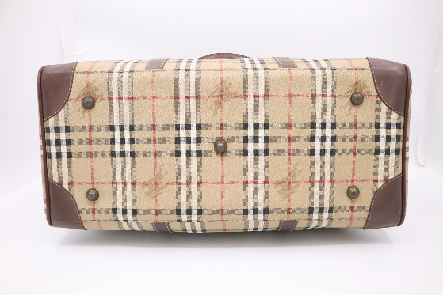 Burberry Travel Bag in Beige Check Coated Canvas