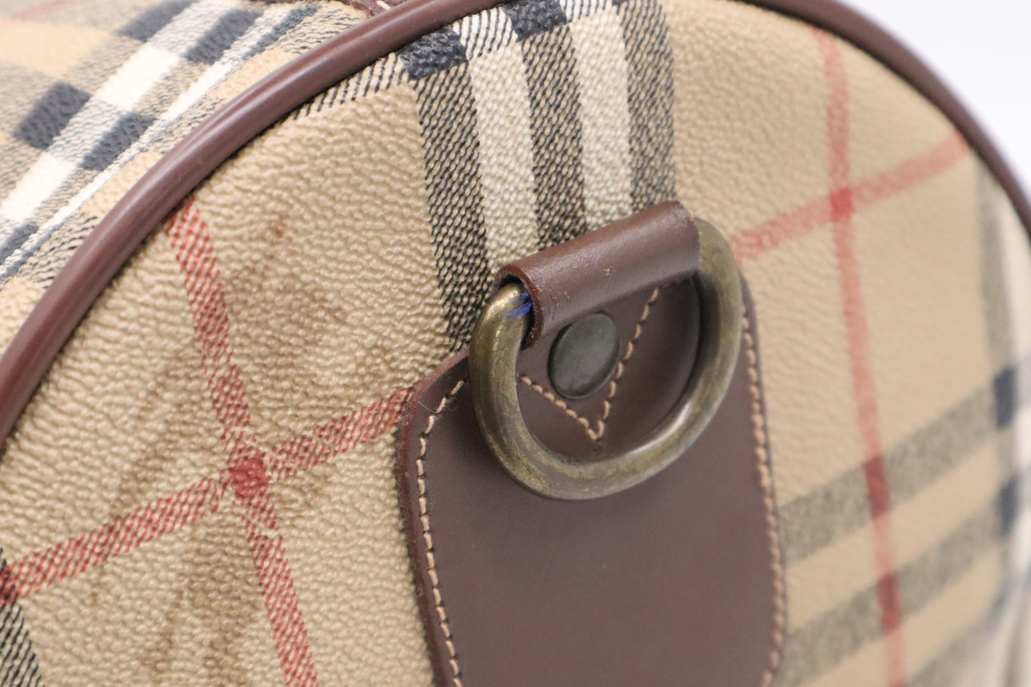 Burberry Travel Bag in Beige Check Coated Canvas