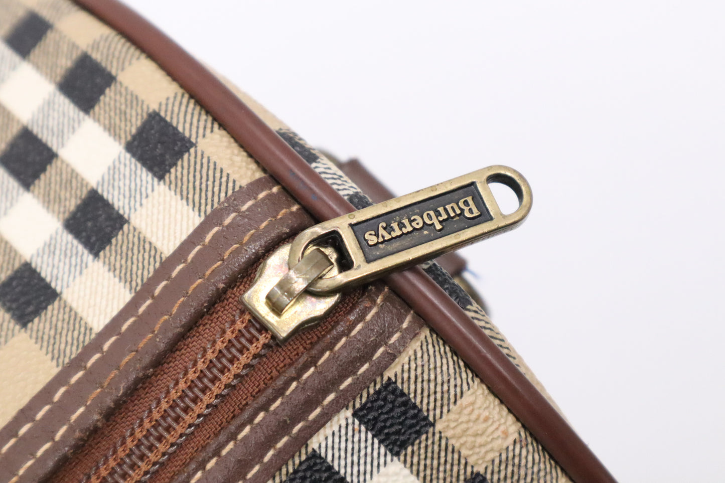 Burberry Travel Bag in Beige Check Coated Canvas