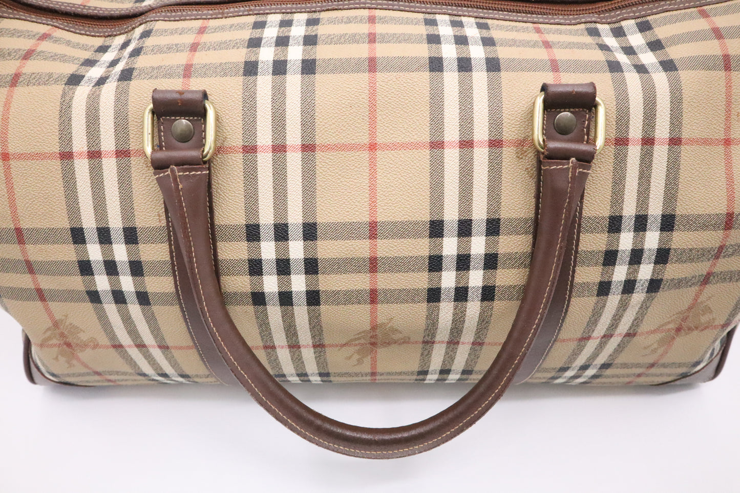 Burberry Travel Bag in Beige Check Coated Canvas