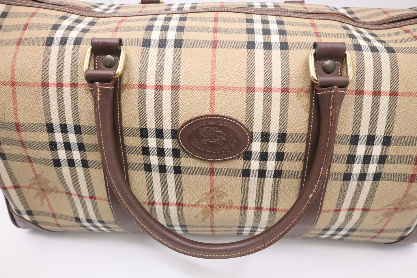 Burberry Travel Bag in Beige Check Coated Canvas