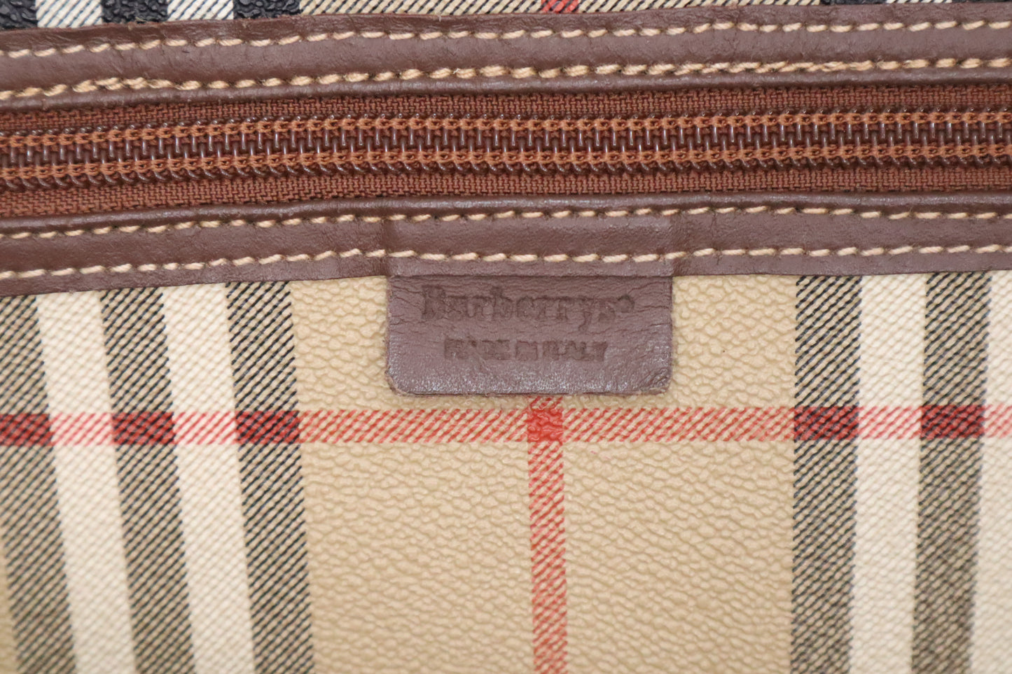 Burberry Travel Bag in Beige Check Coated Canvas