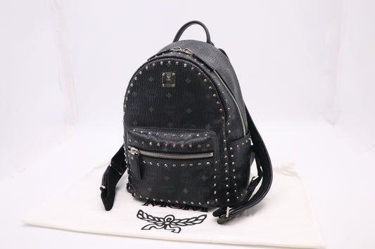 MCM Small Backpack in Black Visetos Canvas