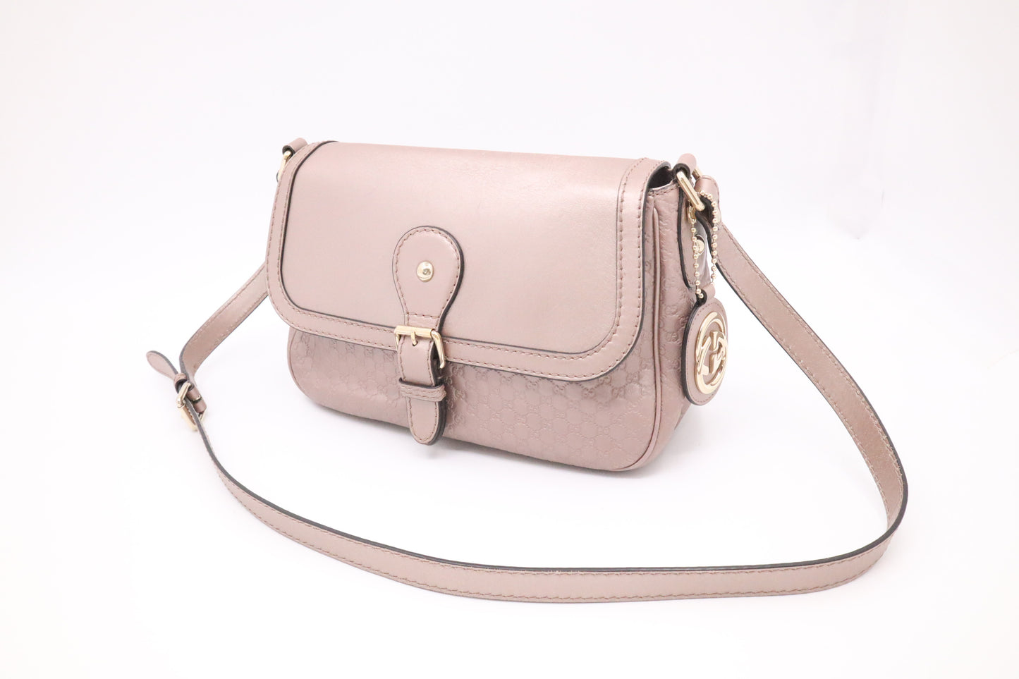 Gucci Crossbody in Pink Metallic Microguccissima Leather