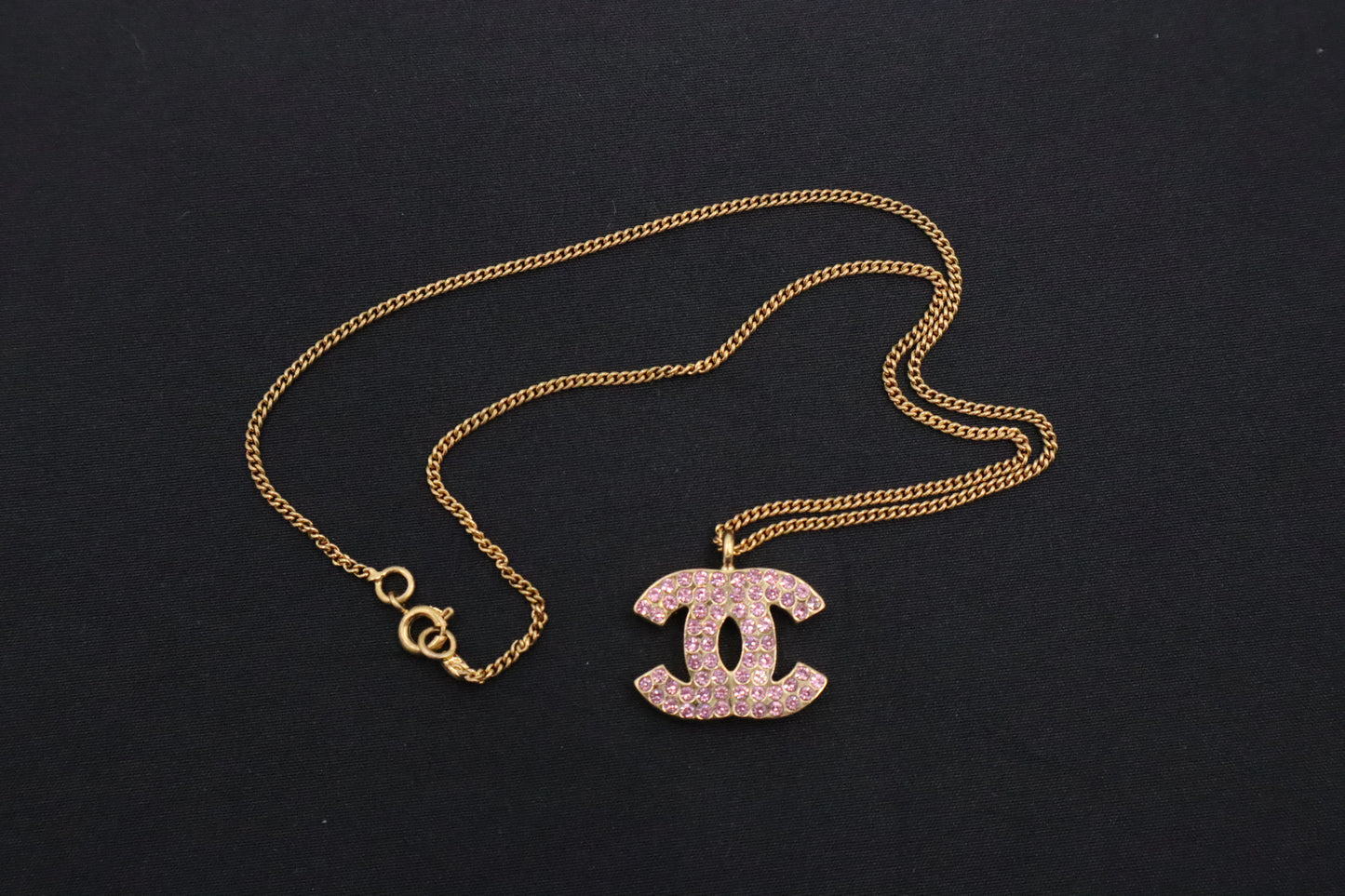 Chanel Necklace in Gold with Pink Rhinestones
