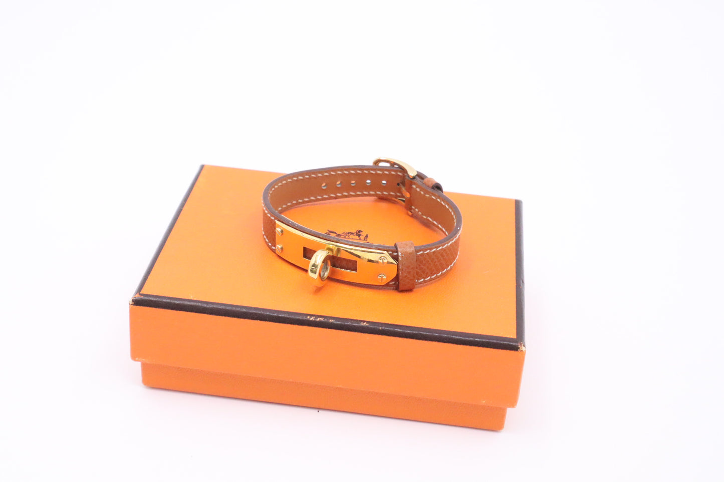 Hermes Kelly Bracelet in Brown Leather