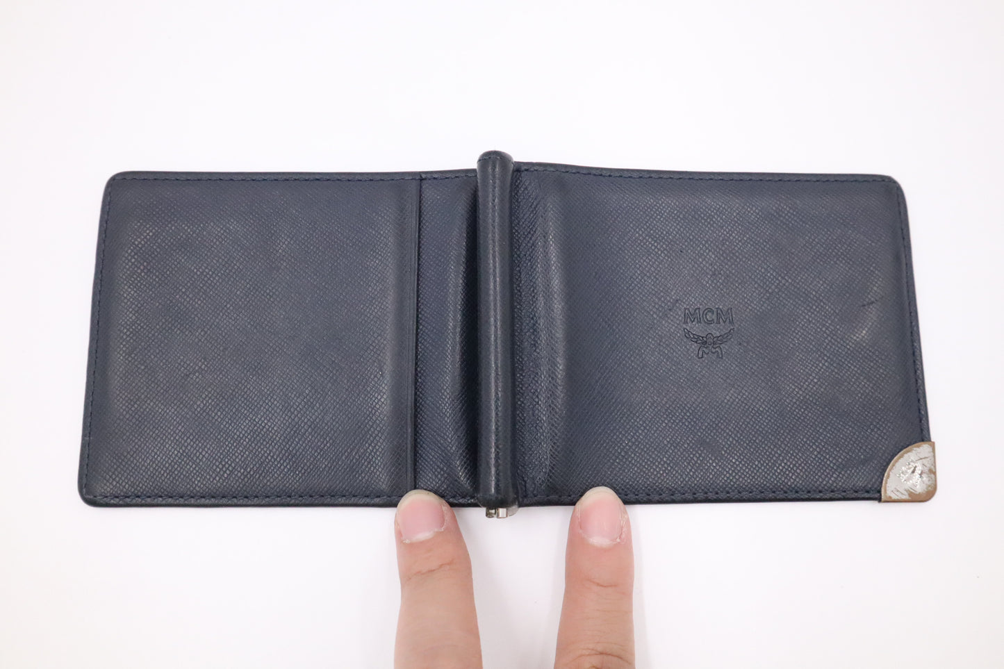 MCM Compact Wallet in Blue Leather