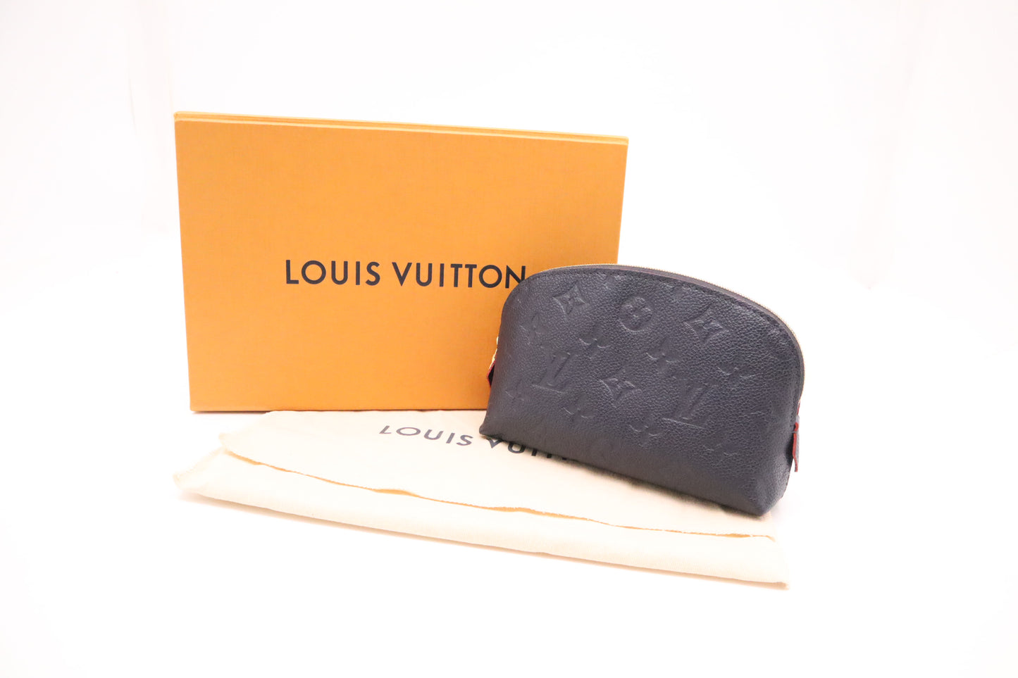 Louis Vuitton Pochette Cosmetiques in Navy Blue Empreinte Leather