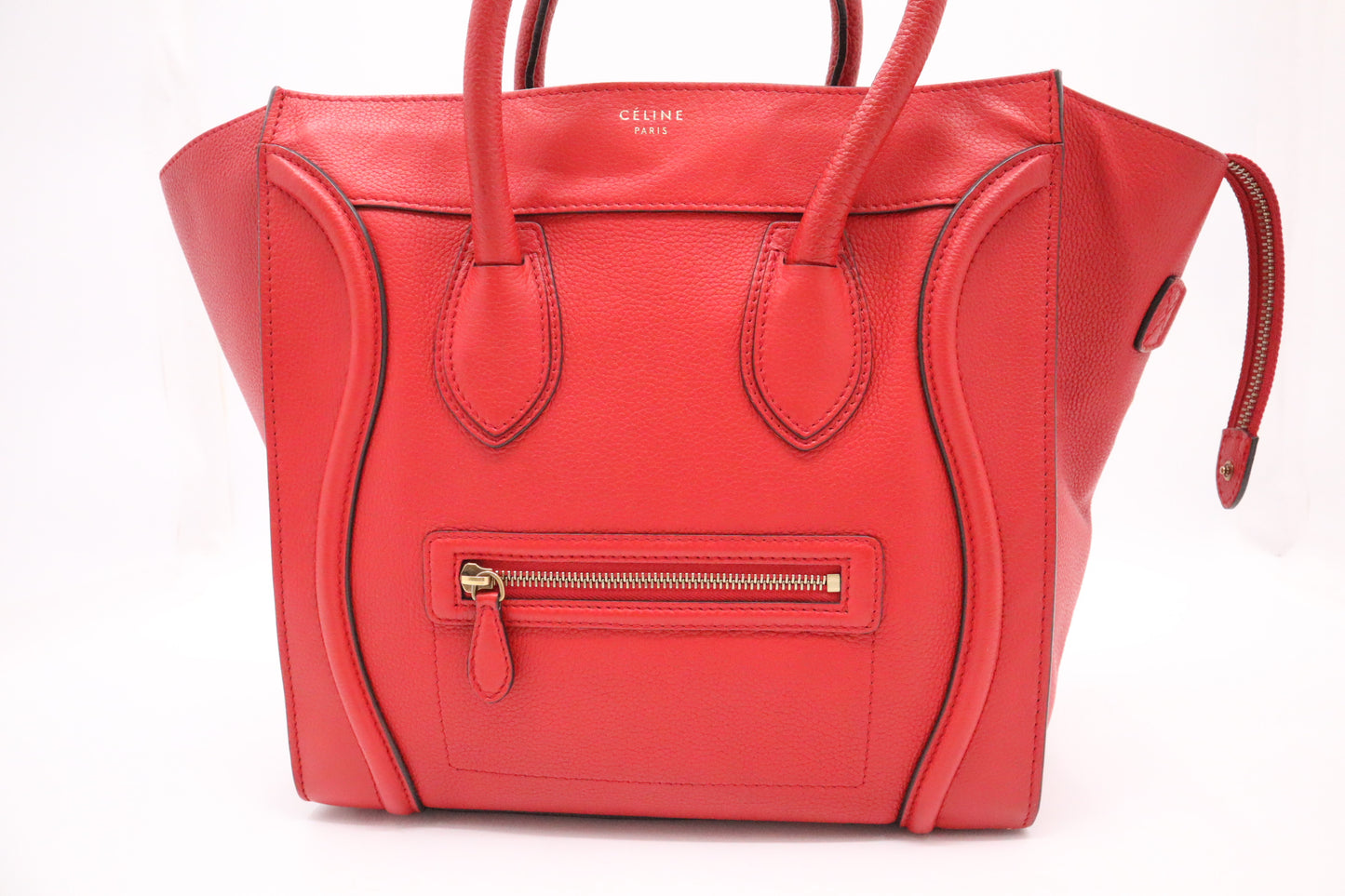 Celine Mini Luggage in Red Drummed Leather