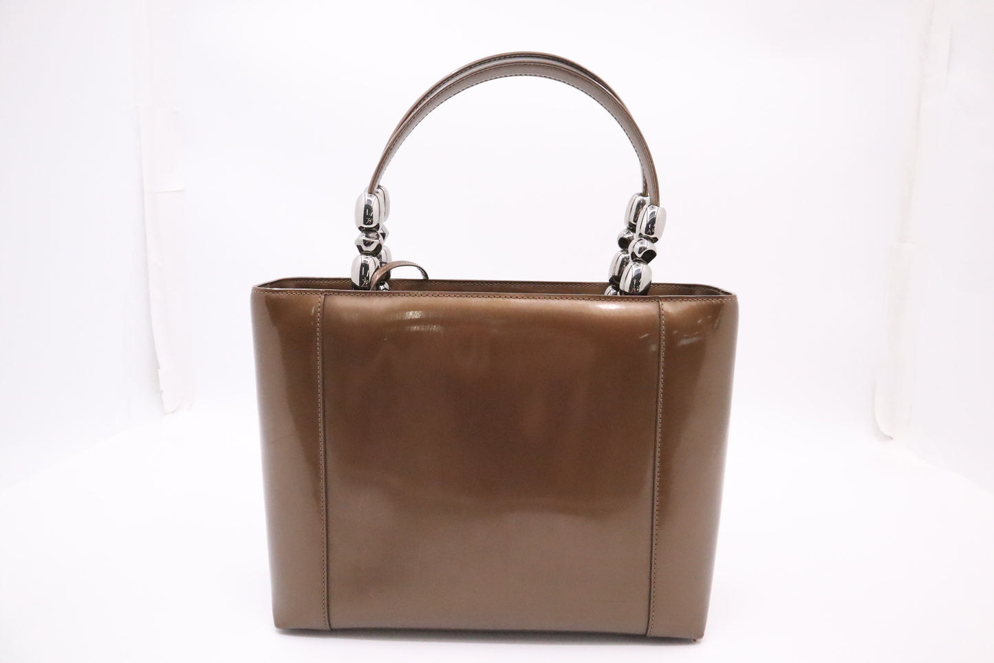 Dior Malice Shoulder Bag in Brown Patent Leather