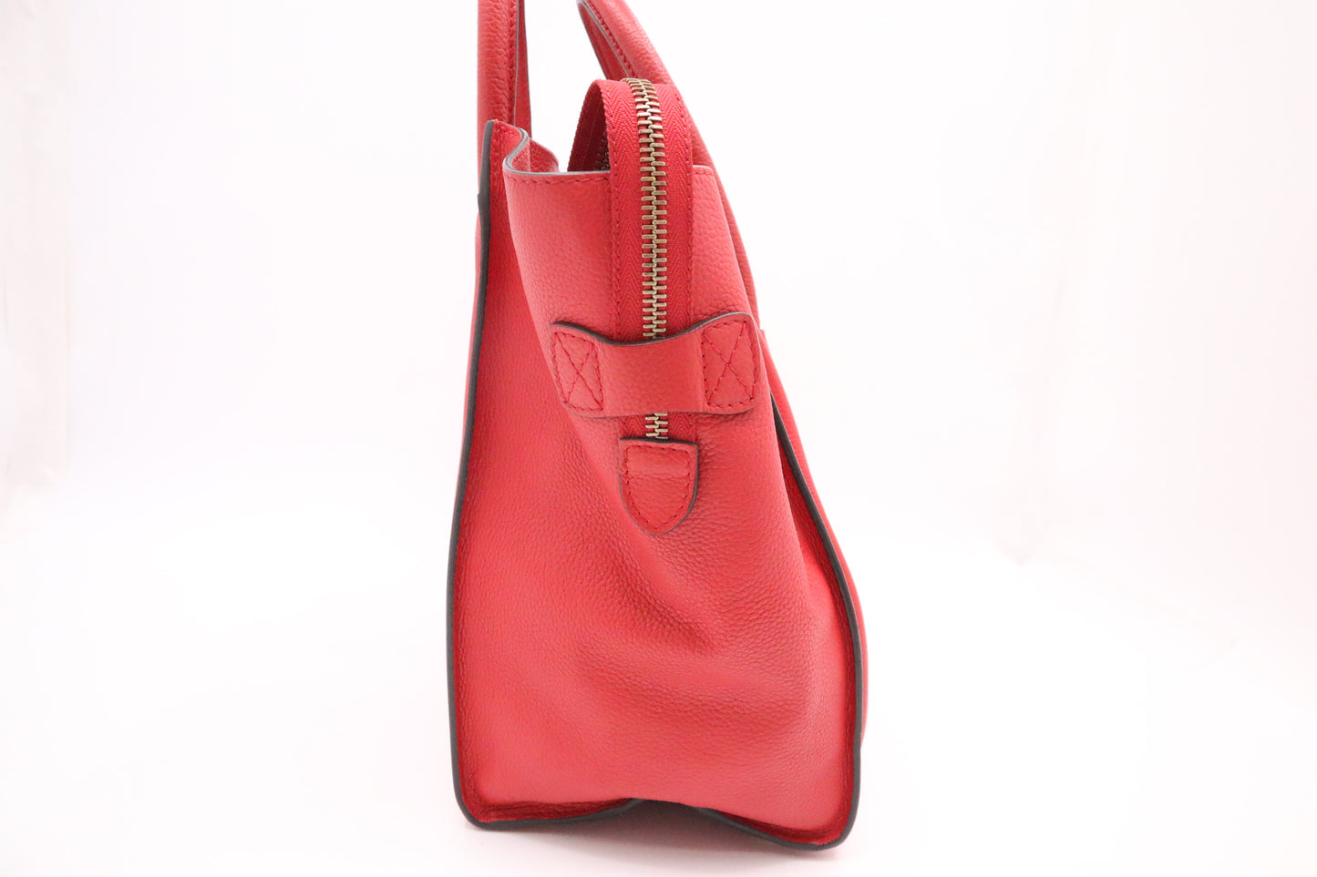 Celine Mini Luggage in Red Drummed Leather