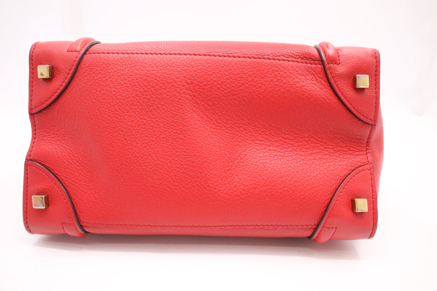 Celine Mini Luggage in Red Drummed Leather