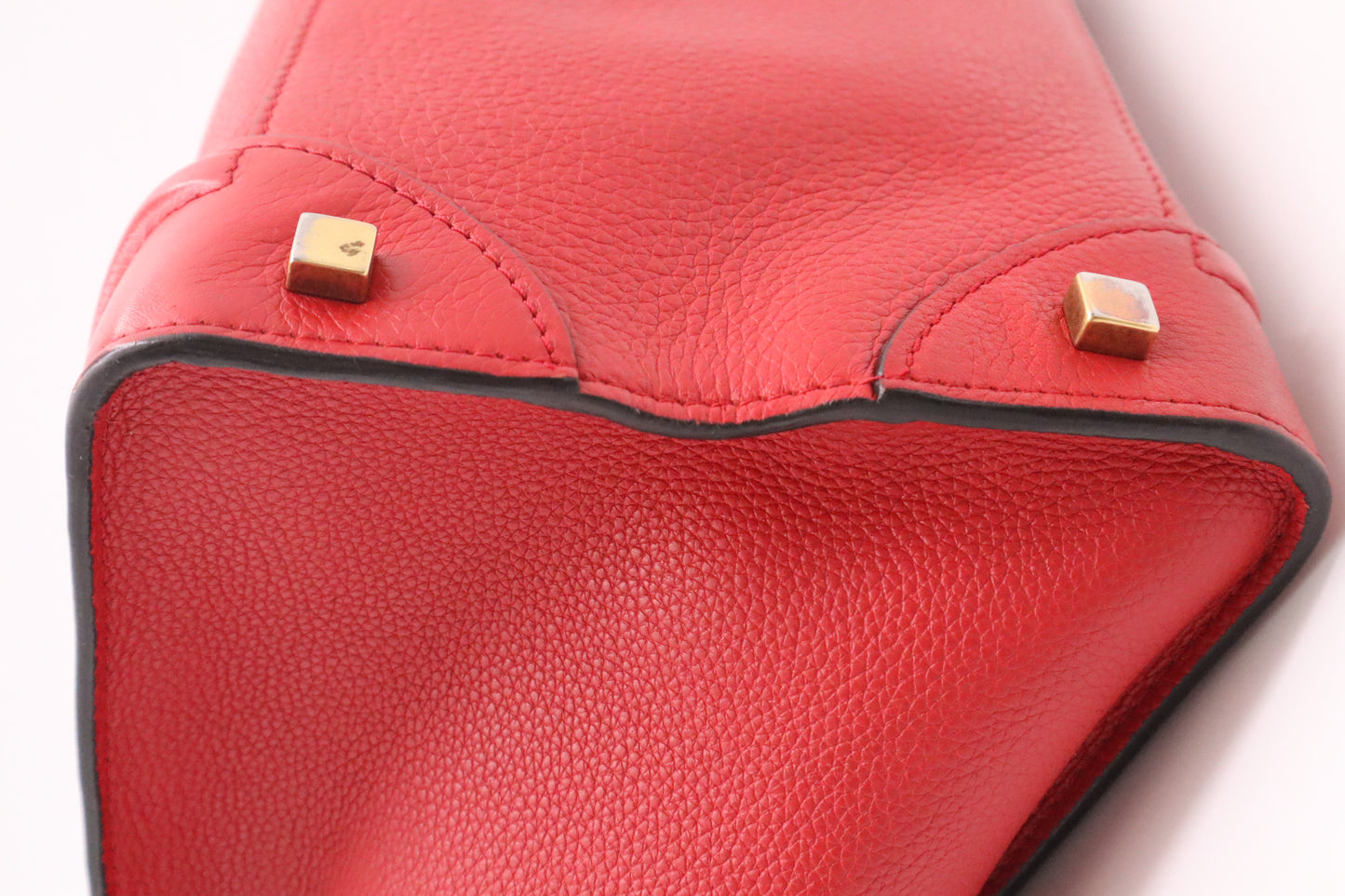 Celine Mini Luggage in Red Drummed Leather