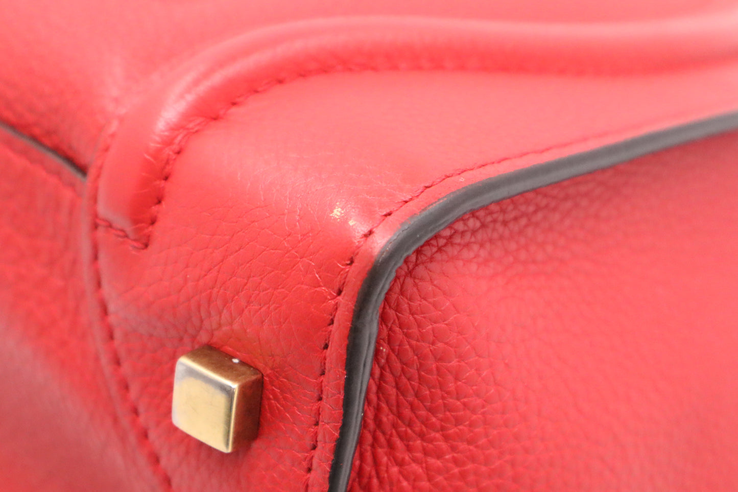 Celine Mini Luggage in Red Drummed Leather