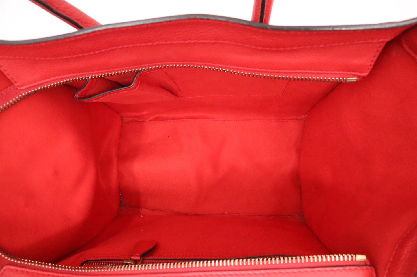 Celine Mini Luggage in Red Drummed Leather