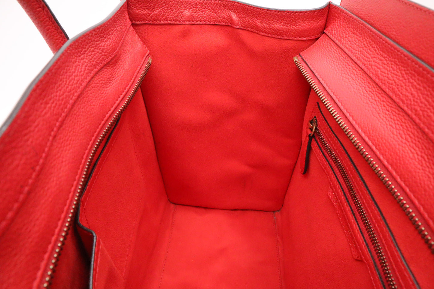 Celine Mini Luggage in Red Drummed Leather