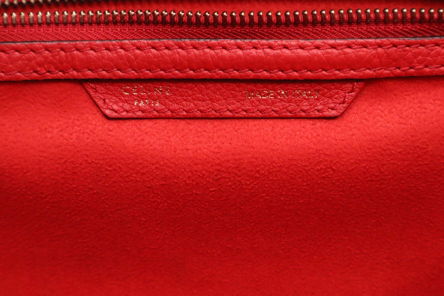 Celine Mini Luggage in Red Drummed Leather