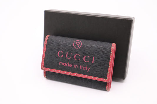 Gucci Key Case in Pink and Black Canvas