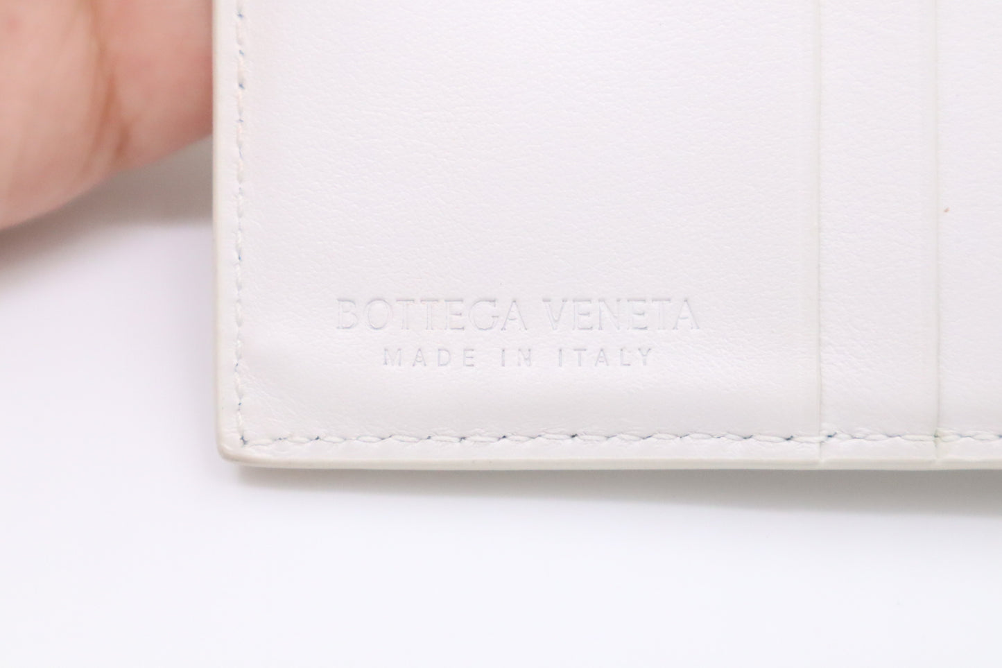 Bottega Veneta Compact Wallet in White Intrecciato Leather