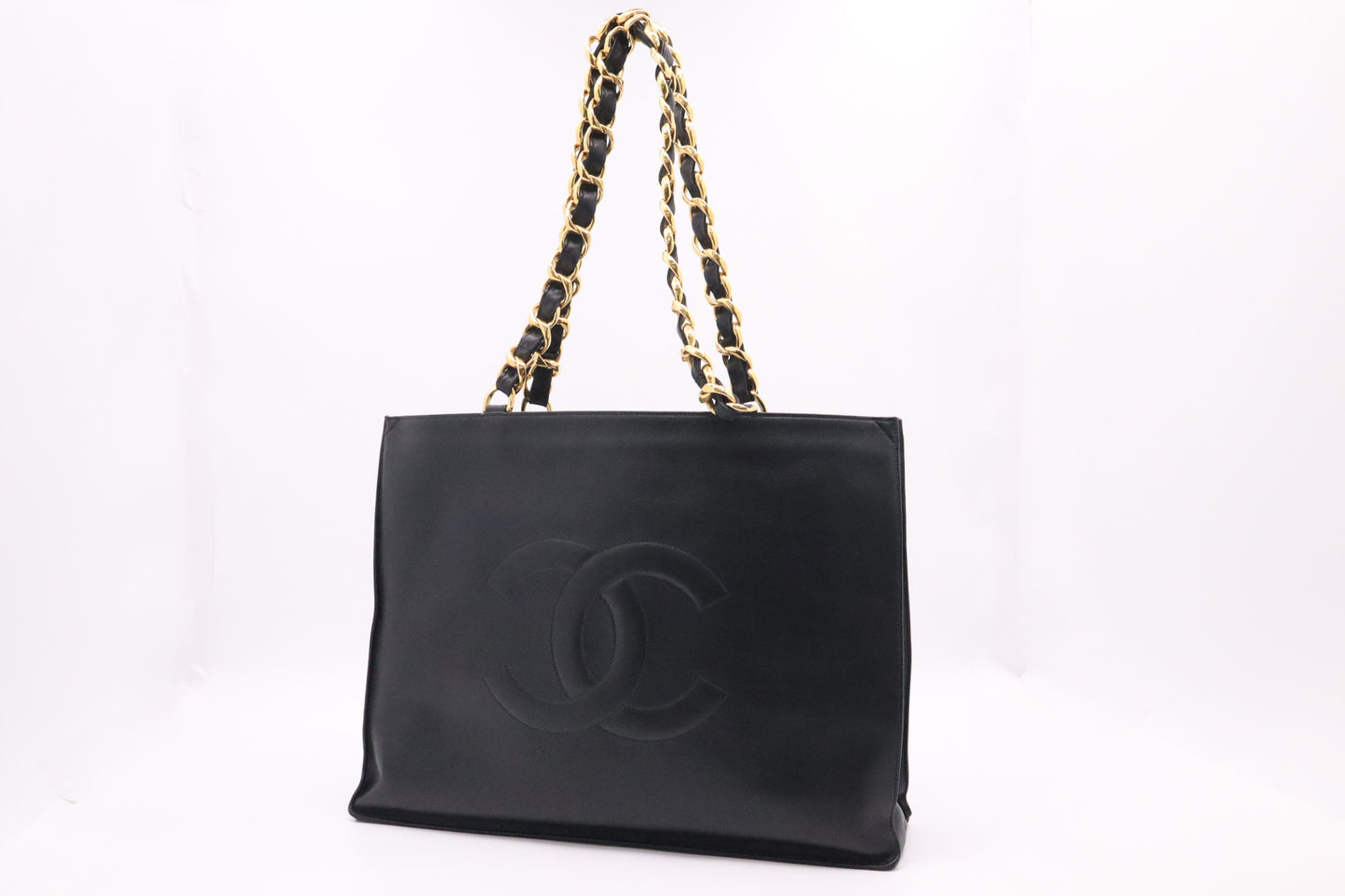 Chanel Large Chain Tote in Black Leather