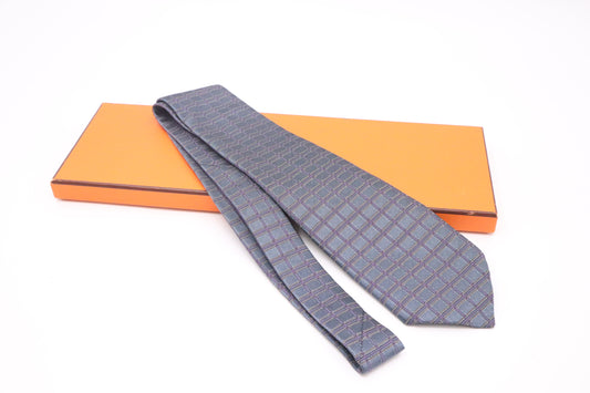 Hermes Tie in Iridescent Blue Silk