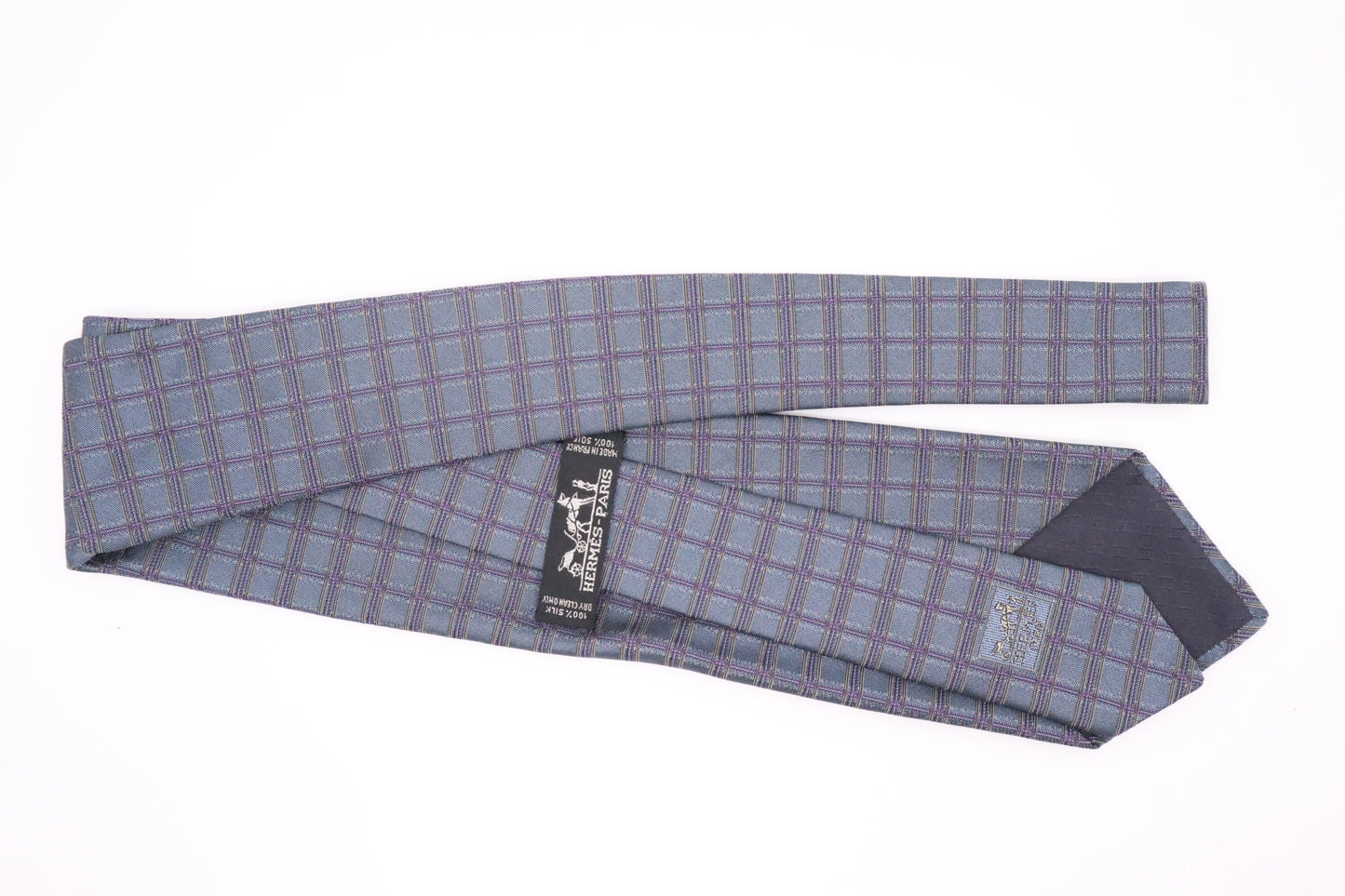 Hermes Tie in Iridescent Blue Silk